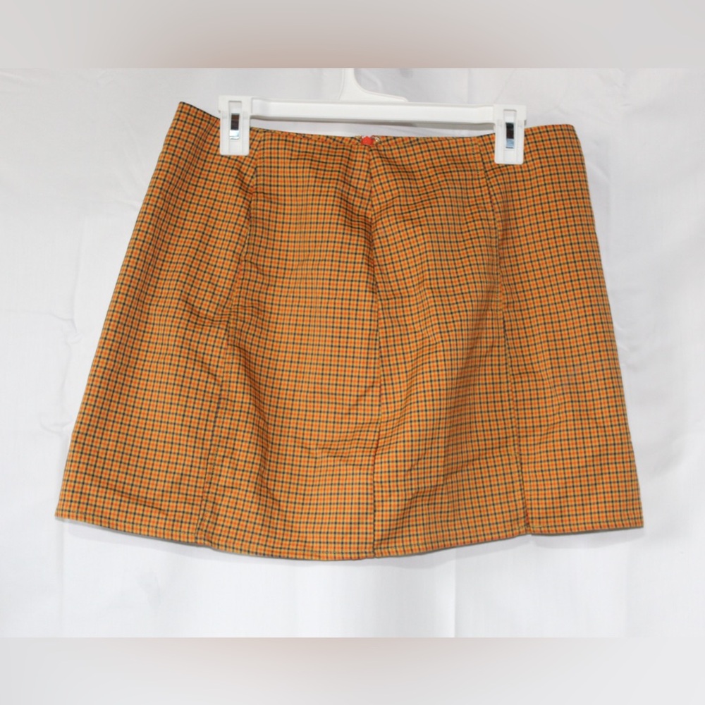 Urban Outfitters Orange Plaid Mini Skirt Y2K 90s croquette school girl